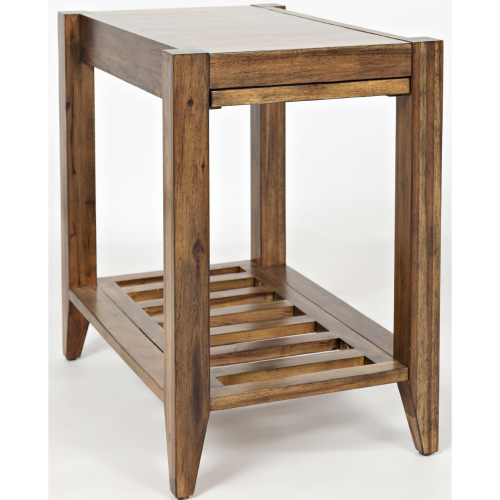 Beacon Street Cocktail Table in Warm Wood Finish with Slatted Shelf